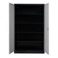 STAHLSCHRANK Bee mit 8 lackierten Fachböden 195x120x42 cm Korpusfarbe Anthrazit Frontfarbe Lichtgrau - Hellgrau, Metall (120/195/42cm)