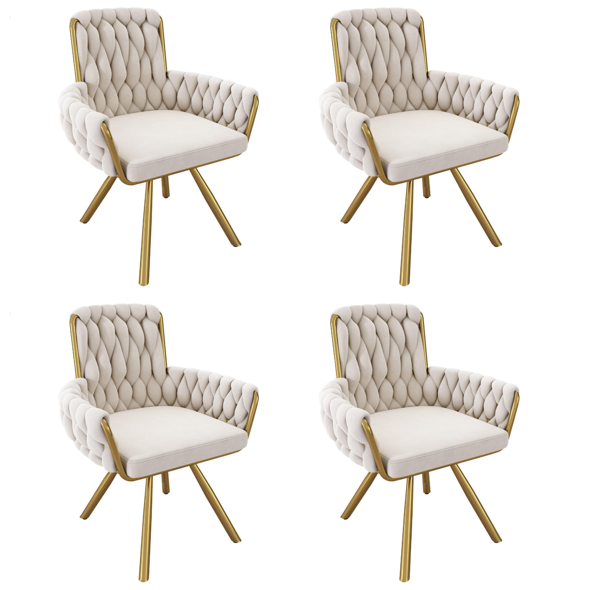 ESSZIMMERSTUHL drehbar mit Armlehnen 4er-Set Samt Beige - Beige, Metall (50/87/50.1cm) - Meubliv