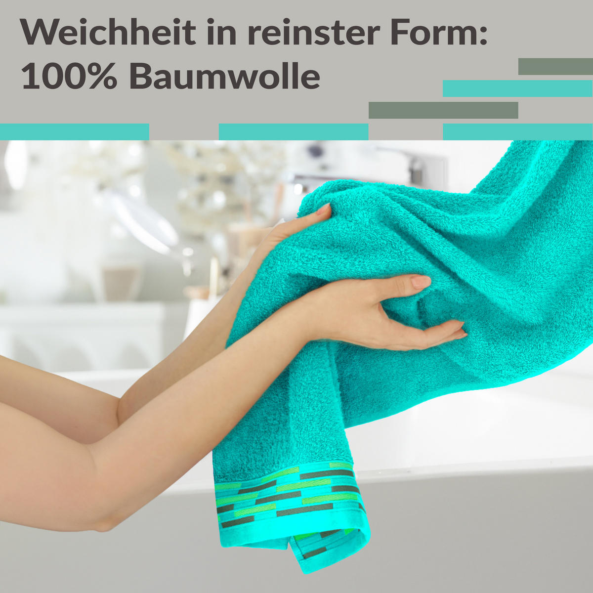 HANDTUCH Lugano Türkis 2er 50x100 cm - Türkis, Textil (50/100cm) - Lashuma