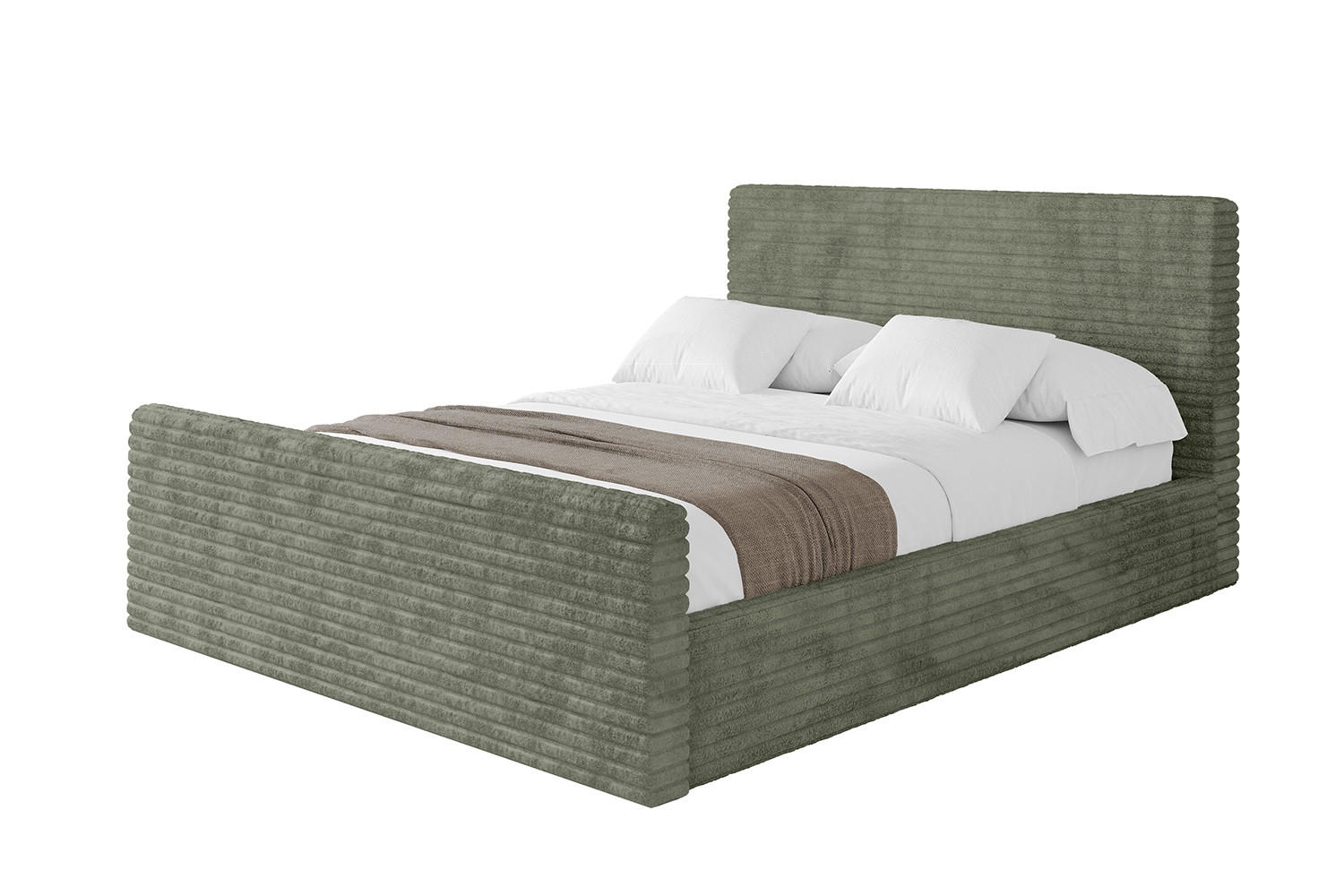 POLSTERBETT mit Bettkasten, Fußteil und Lattenrost, Boxbett ohne Matratze - ALOVA-Z - Olivgrün, Holzwerkstoff/Textil (200/200cm) - ALTDECOR