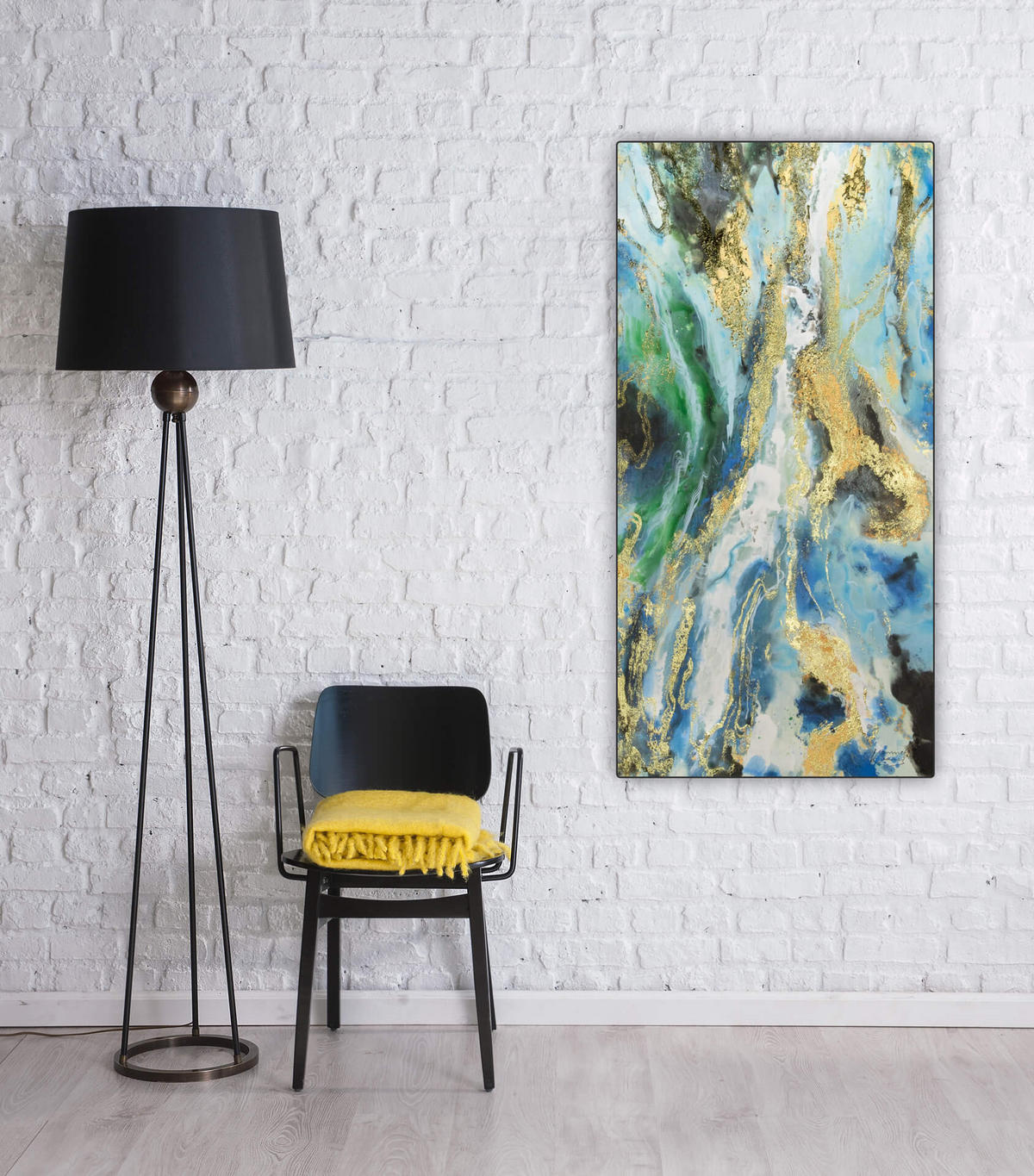 ACRYLBILD HANDGEMALT 60/120 cm - Blau/Weiß, Holz/Textil (60/120cm) - KUNSTLOFT