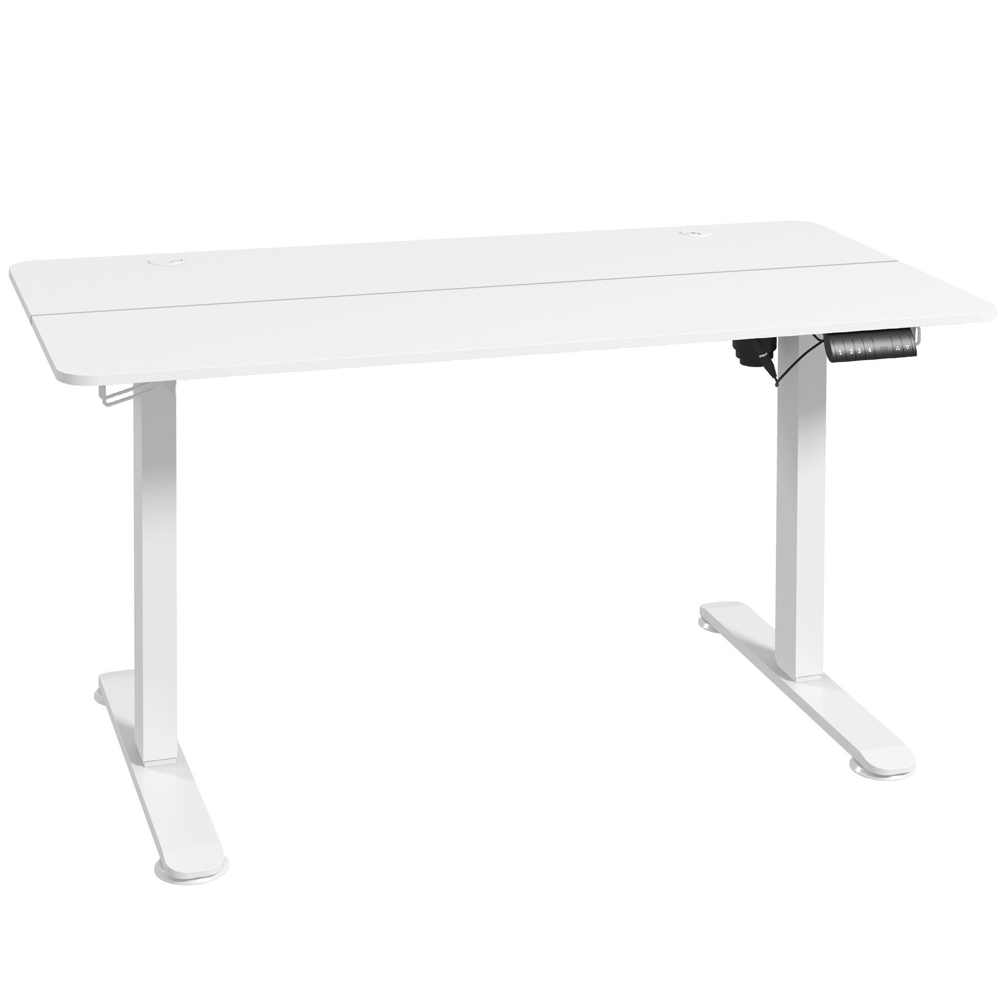 SCHREIBTISCH höhenverstellbar 140 x 70 cm elektrisch Weiß - Weiß, Holz (140/70/116cm) - Meubliv