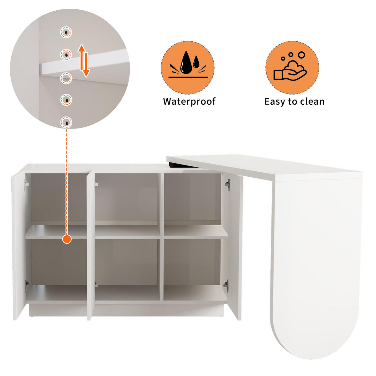 ECKSCHREIBTISCH Weiß 110/40/75 cm drehbar L-Form mit Schrank - Weiß, Holzwerkstoff (40/110/75cm) - PANGIVO