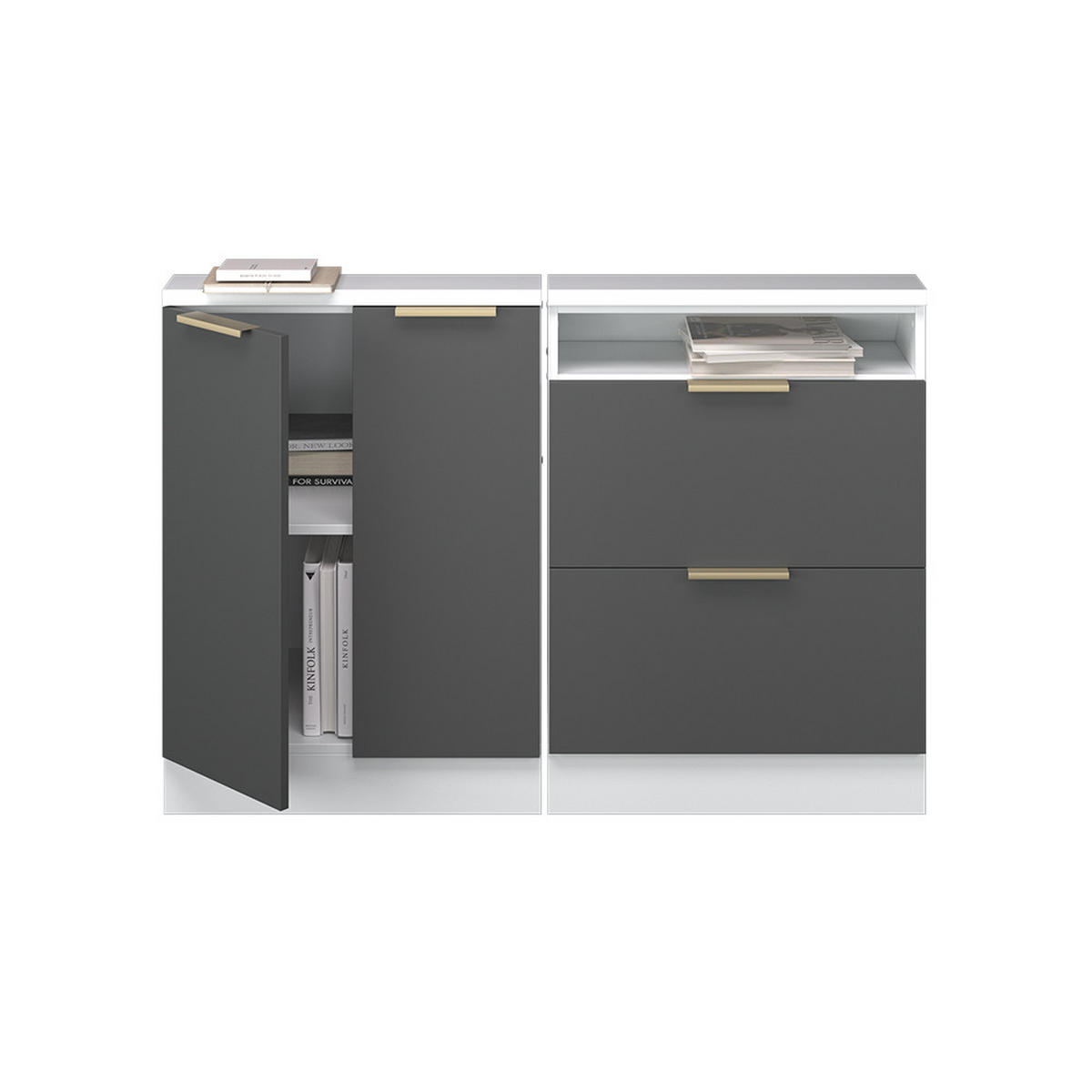 SADA SKŘÍNÍ PRO ŠIKMOU STŘECHU Rion Antracitově zlatý - antracitová, kompozitní dřevo (120/81.6/46cm) - Vicco