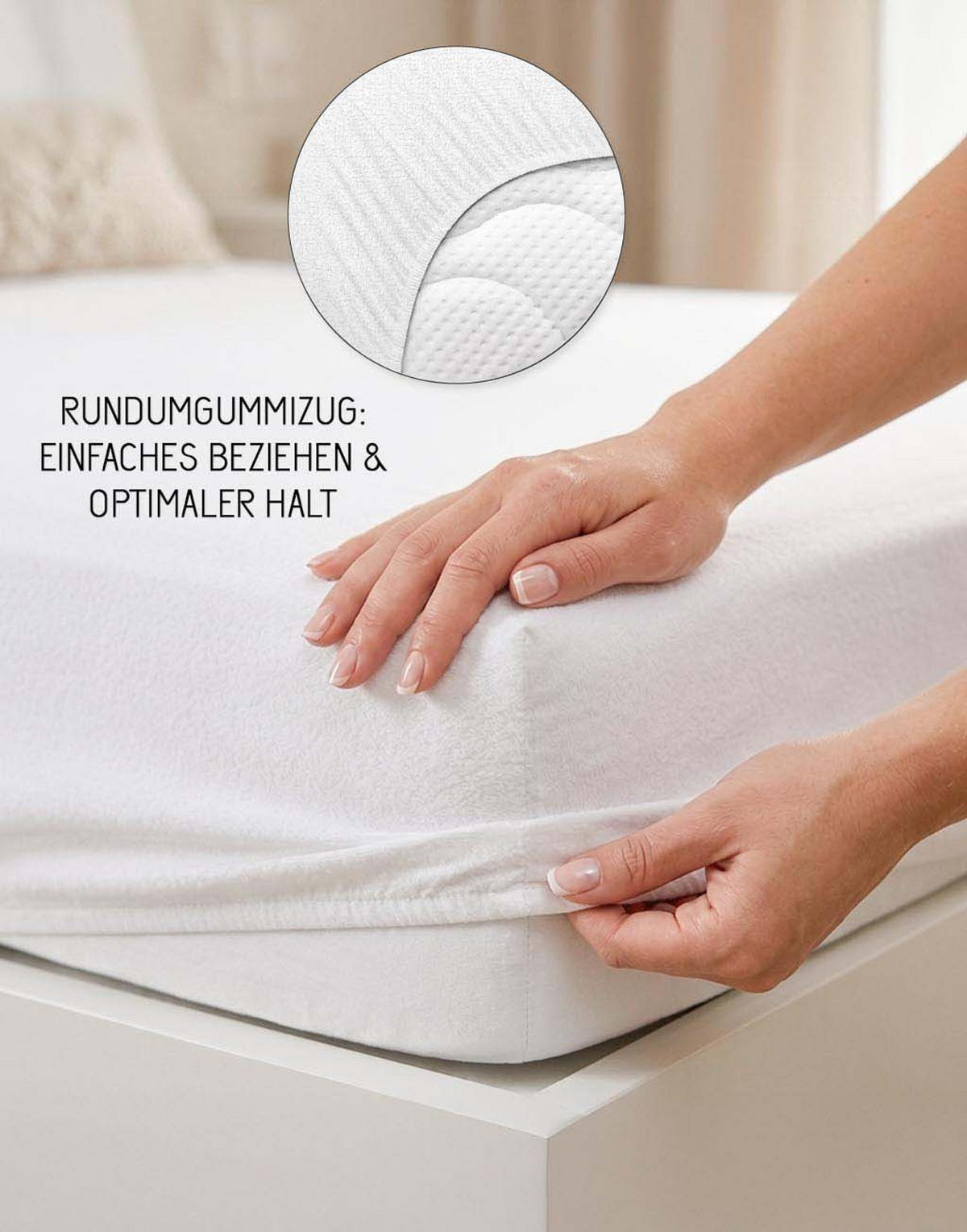 SPANNBETTTUCH Premium Frottee weiss, 90x190 cm - 100x200 cm - Weiß, Textil (100/200cm) - biberna