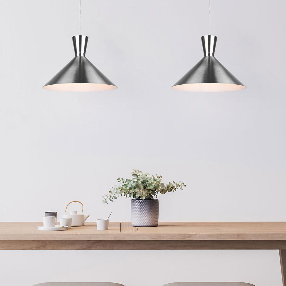 HÄNGELEUCHTE Metall Silber Matt - Silberfarben, Metall (35/35/150cm)