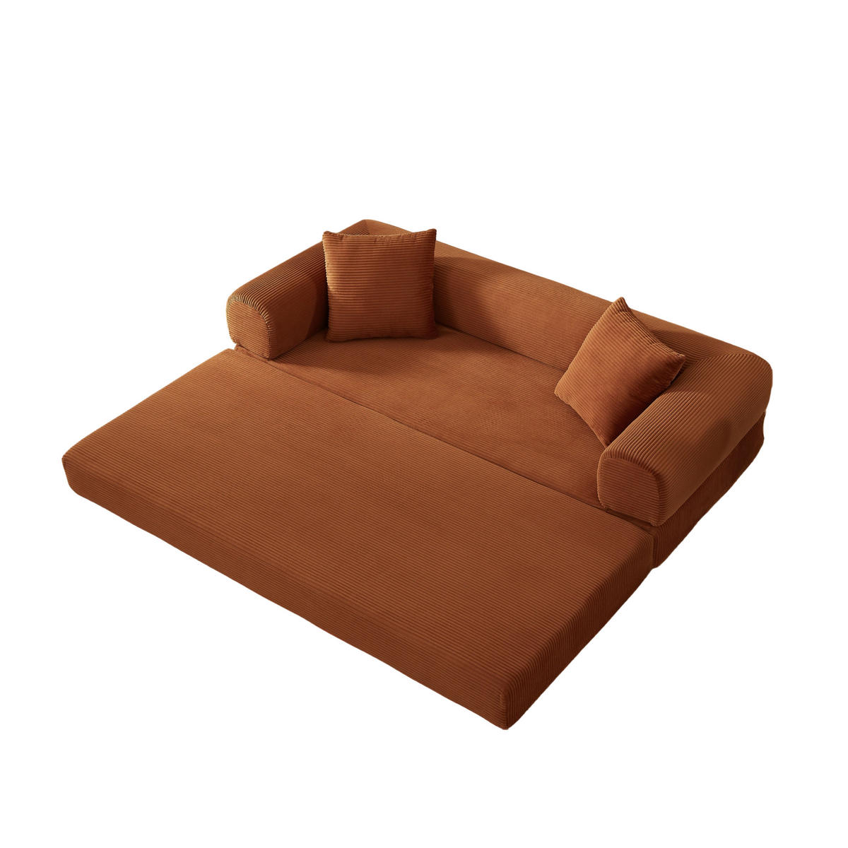 SCHLAFSOFA DE-34902 Tatami-Stil mit Bettfunktion Terrakotta - Terracotta, Textil (89/59/195cm) - ComfortXL