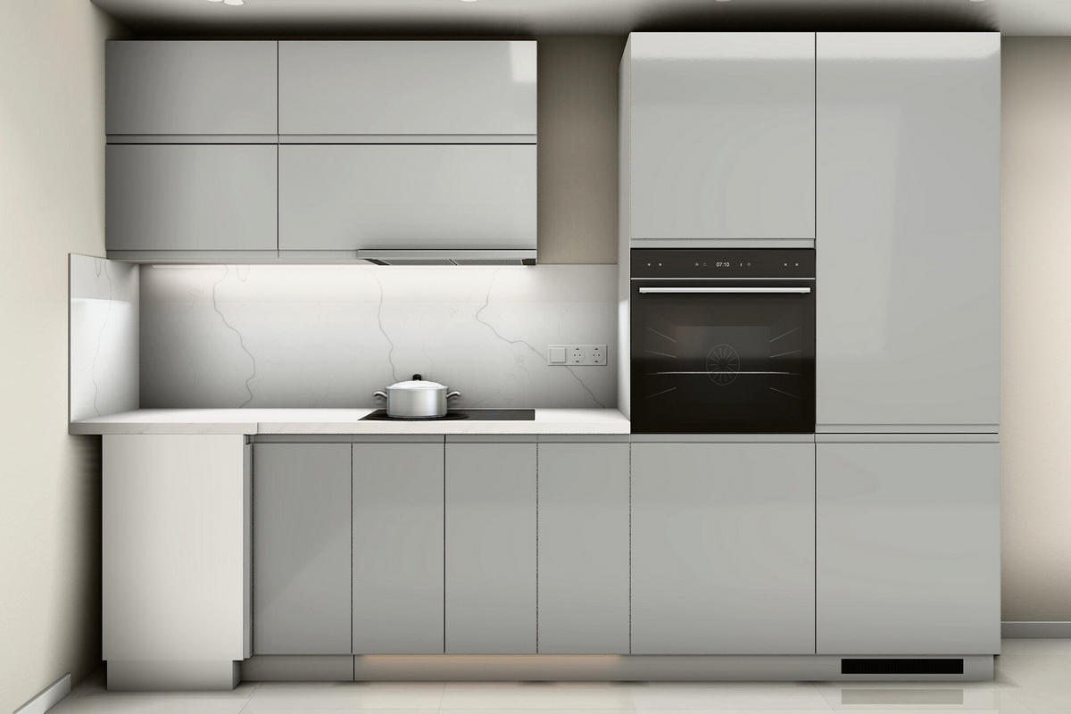 ECKKÜCHE – 300 cm – K31-G300 R – Velmora – Grau – ohne E-Geräte - Grau, Holz (300/212/240cm) - ROYAL24_MARKT