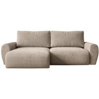 ECKSCHLAFSOFA Poss L cappuccino links - Cappuccino, Textil (253/153cm) - Beautysofa