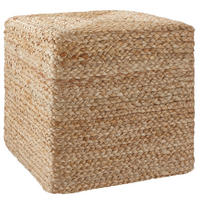 HANDGEFERTIGTER POUF Banno Cube,40 x 40 x 41 cm, Belastbarkeit 150 kg,beige - Beige, Textil (40/41/40cm) - tectake