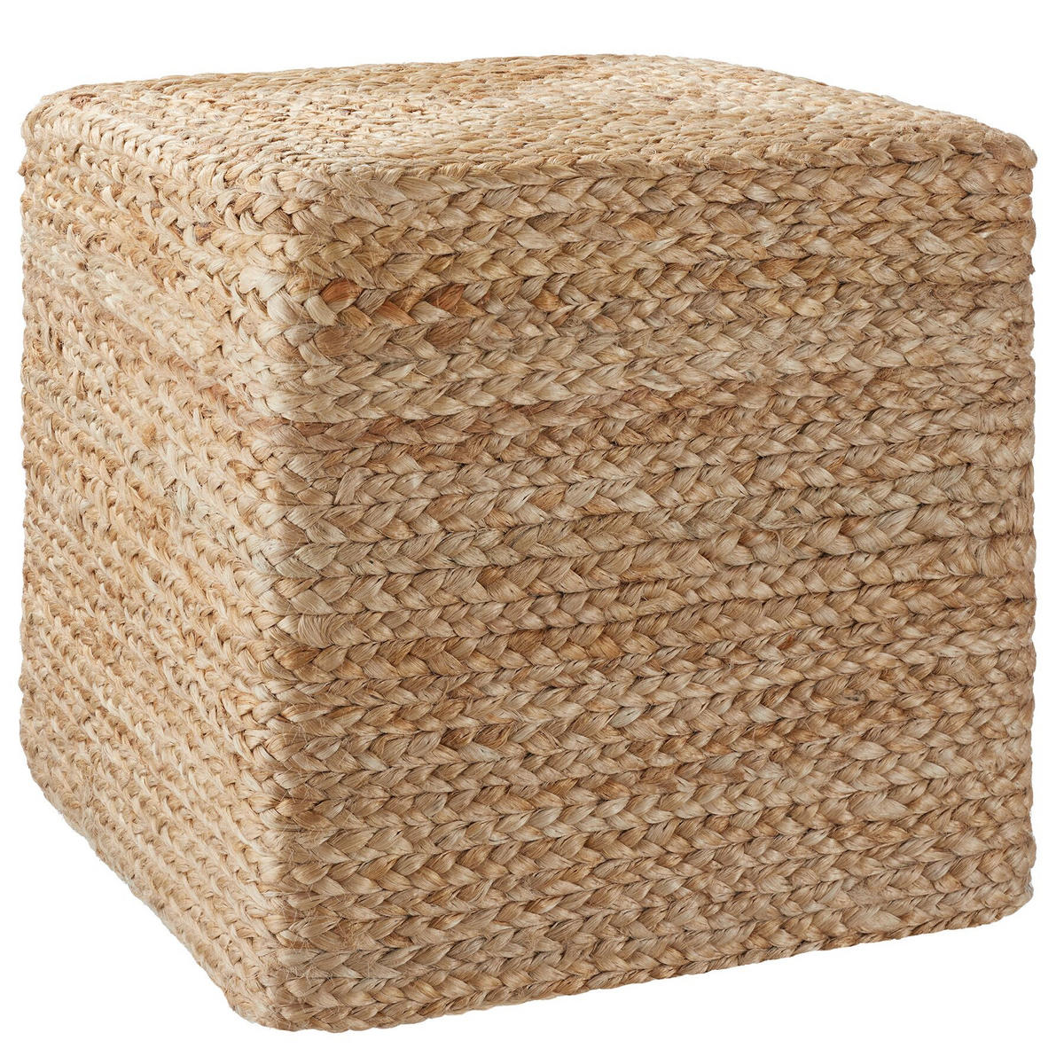 HANDGEFERTIGTER POUF Banno Cube,40 x 40 x 41 cm, Belastbarkeit 150 kg,beige - Beige, Textil (40/41/40cm) - tectake
