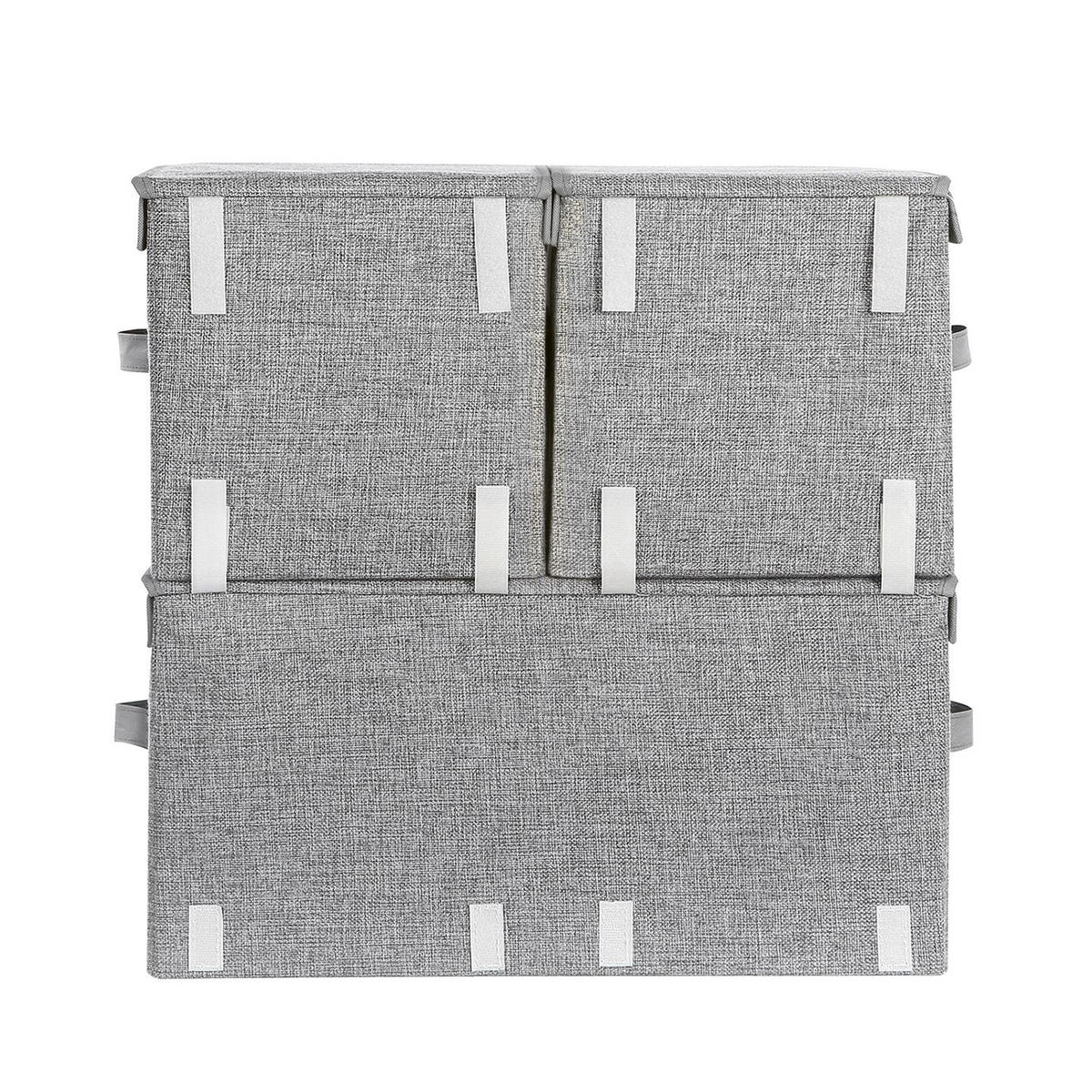 AUFBEWAHRUNGSBOXEN MIT DECKEL 3ER-SET - Grau, Textil (35/25/50cm) - Hansiro