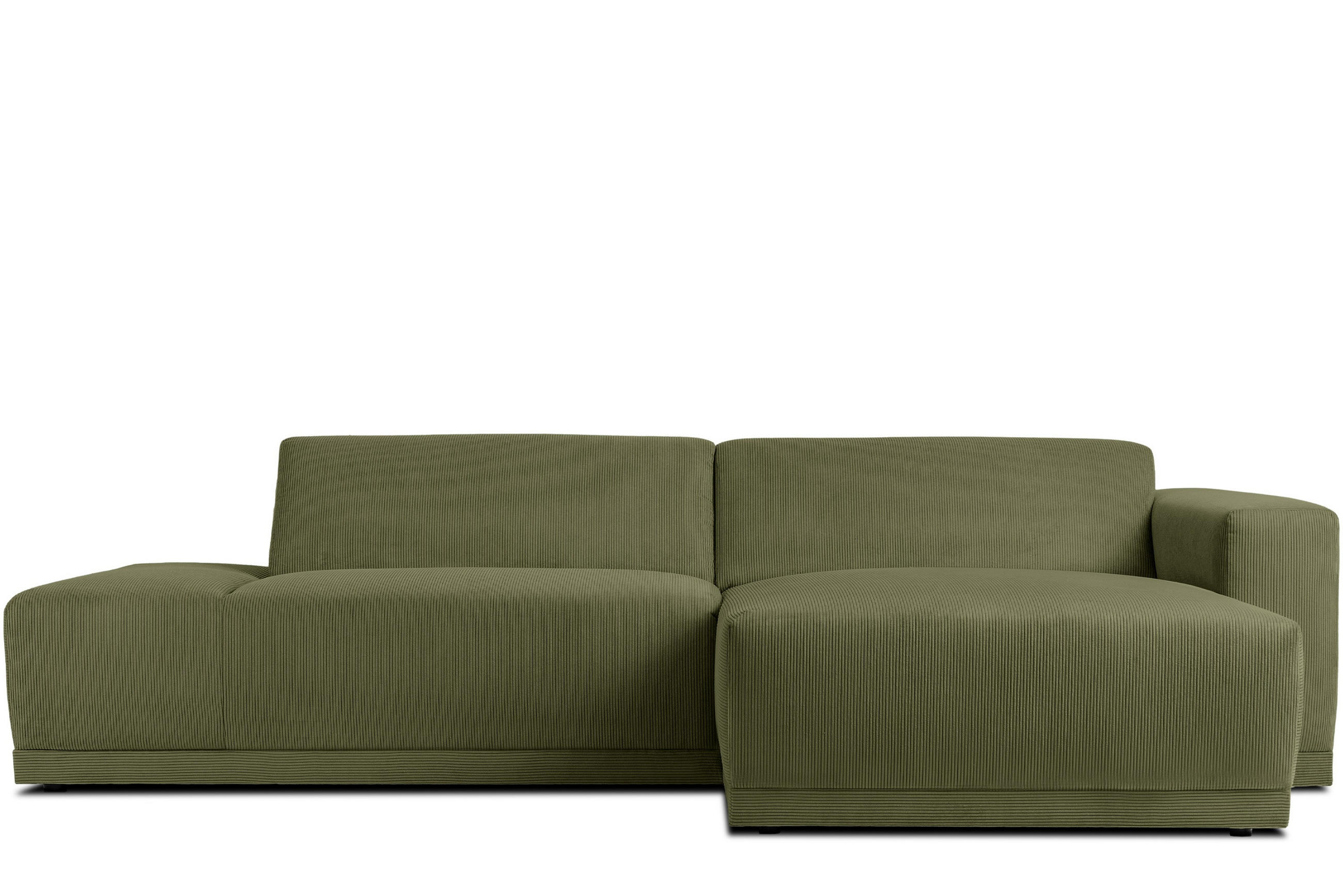 ECKSOFA-RECHTS MUDI in moderner Optik mit hochwertigem Kaltschaum, Cord-Stoff, khaki - Schwarz/Grün, Textil (280/160cm) - KONSIMO®
