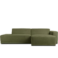 ECKSOFA-RECHTS MUDI in moderner Optik mit hochwertigem Kaltschaum, Cord-Stoff, khaki - Schwarz/Grün, Textil (280/160cm) - KONSIMO®