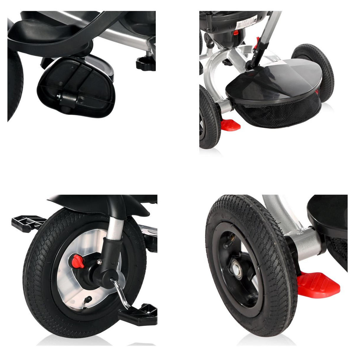 DREIRAD Zippy 3 in 1 grau umkehrbarer Sitz umbaubar Luftreifen Freilauf Gurt - Grau, Metall (92/50/100cm) - Lorelli