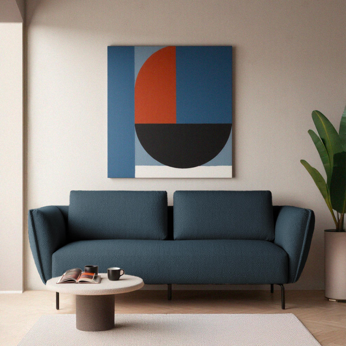 DREISITZER-SOFA aus Bouclé-Stoff - Melrose - Dunkelblau - Dunkelblau, Textil (211/80/86cm) - Drawer