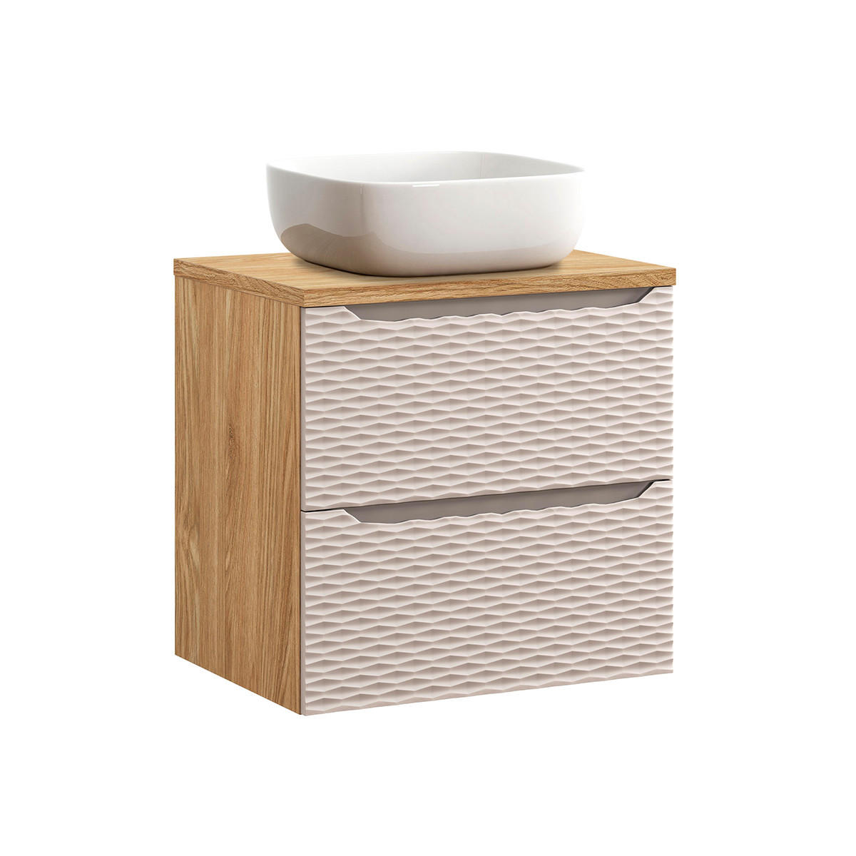 WASCHTISCH 60cm Elora Beige und Holz - Braun, Holzwerkstoff (60/59/46cm) - Petits-meubles