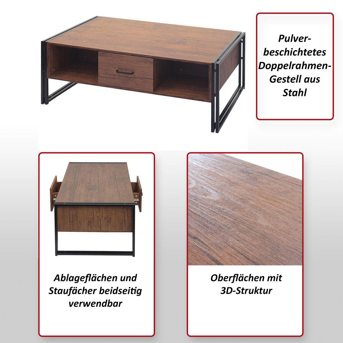 COUCHTISCH A27B rechteck Wildeiche Dekor - Wildeiche, Holzwerkstoff (60/110/45cm) - MCW