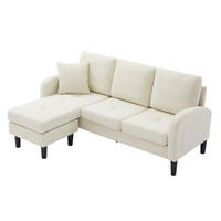 ECKSOFA 166/118/77 cm Hellbeige aus Baumwoll-Leinen-Mischgewebe mit modularer Chaiselongue - Weiß, Textil (118/166cm) - OKMYHOME