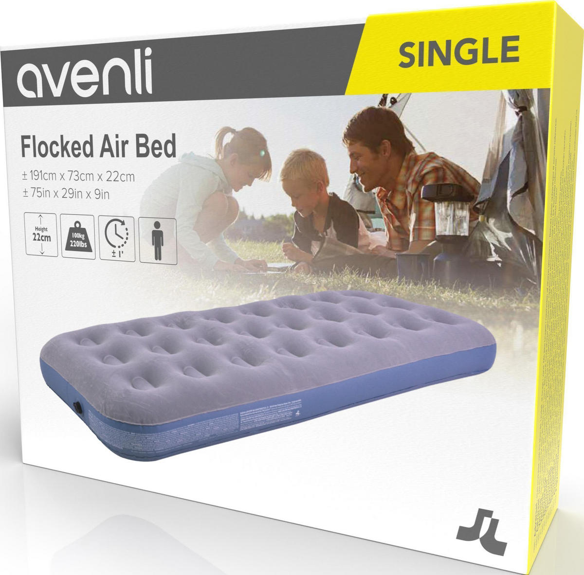 LUFTBETT Luftmatratze Camping 1 Person 191x73x22cm grau aufblasbar ohne Pumpe - Grau, Kunststoff (73/191cm) - Avenli