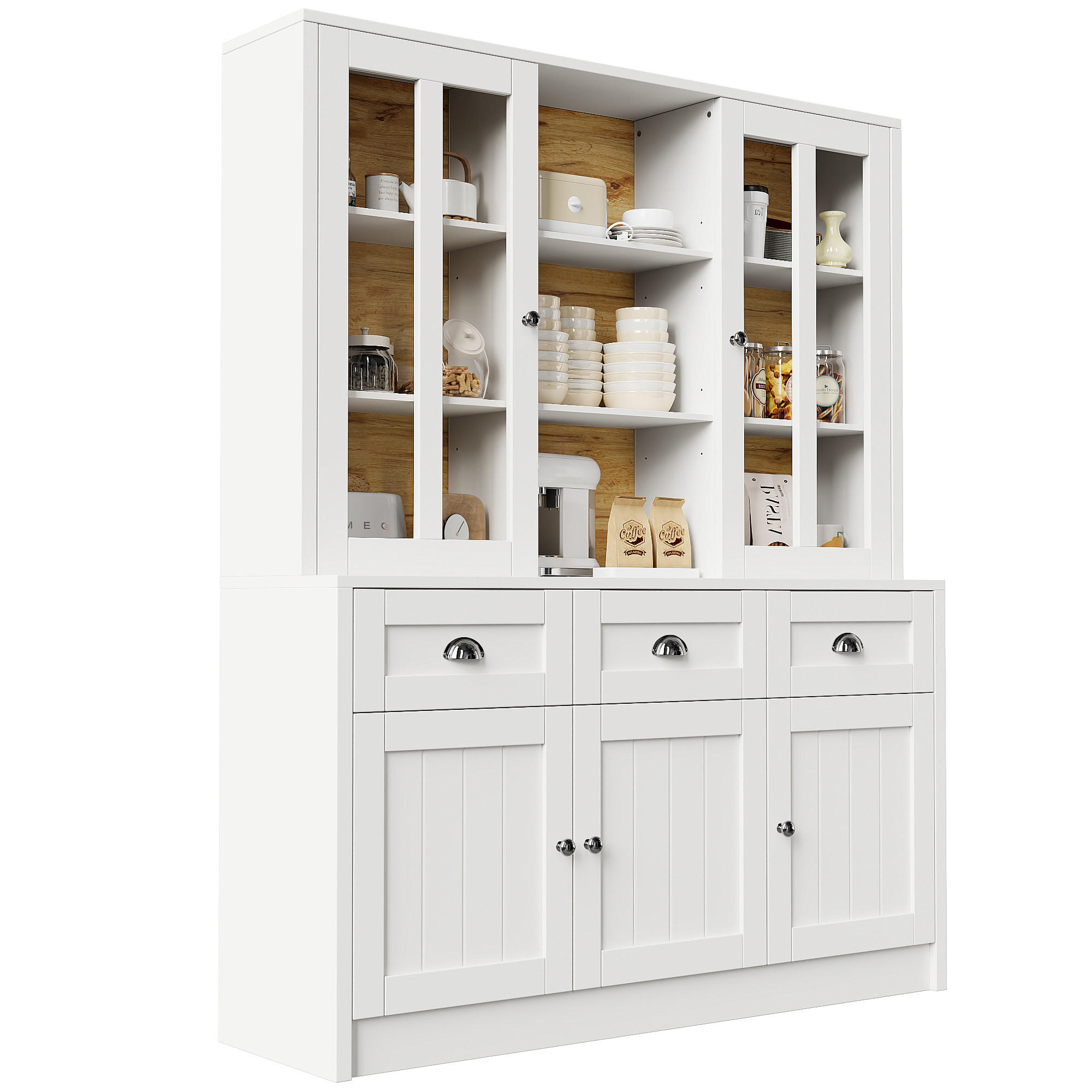 HOCHSCHRANK mit Acryl-Türen und verstellbaren Einlegeböden, 140/38,5/175 cm, Weiß - Weiß, Holzwerkstoff (140/175/38.5cm) - Redom