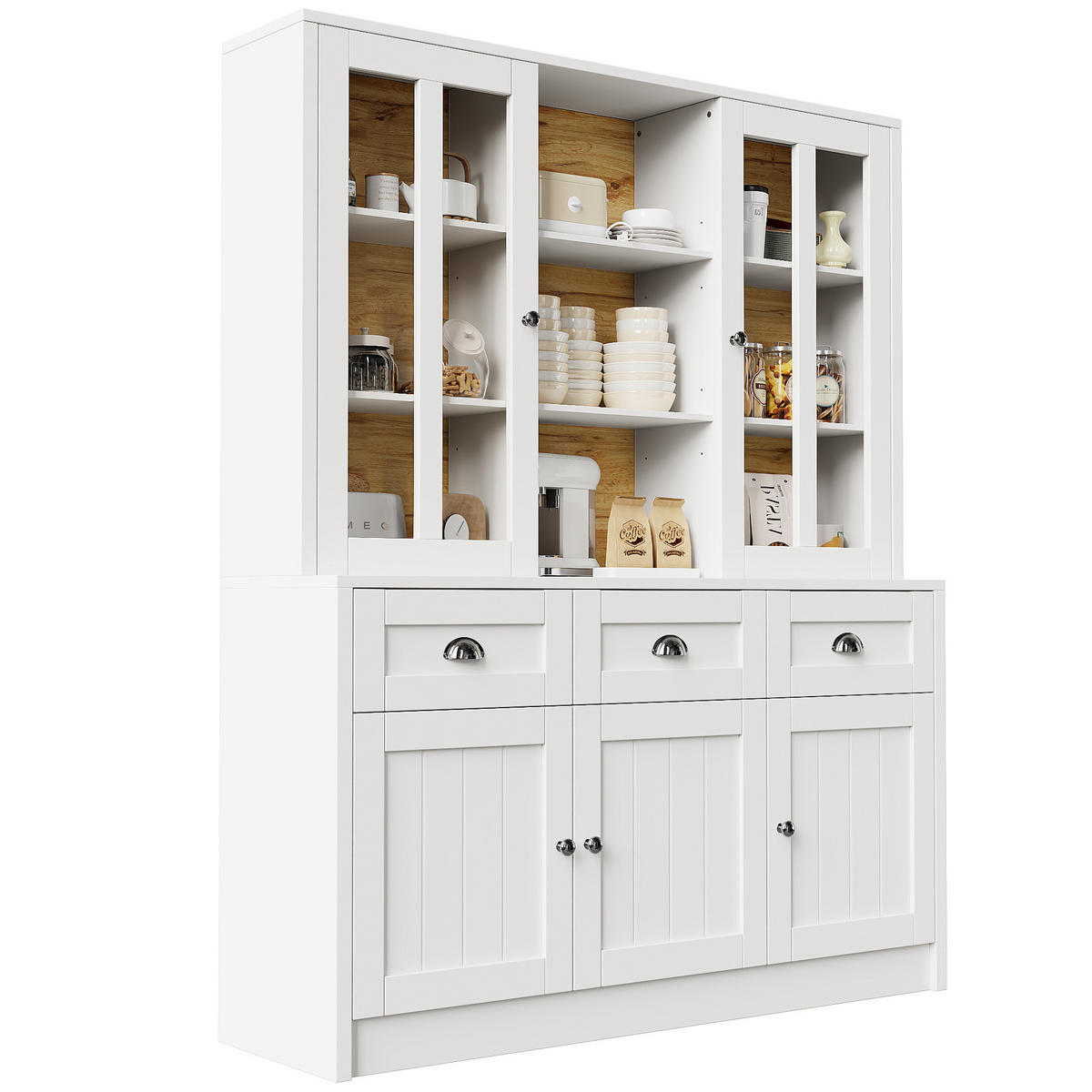 HOCHSCHRANK mit Acryl-Türen und verstellbaren Einlegeböden, 140/38,5/175 cm, Weiß - Weiß, Holzwerkstoff (140/175/38.5cm) - Redom