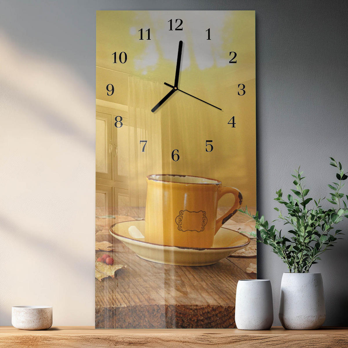WANDUHR 60x30 cm - Frühling - Goldfarben, Glas (30/60/0.4cm) - TULUP