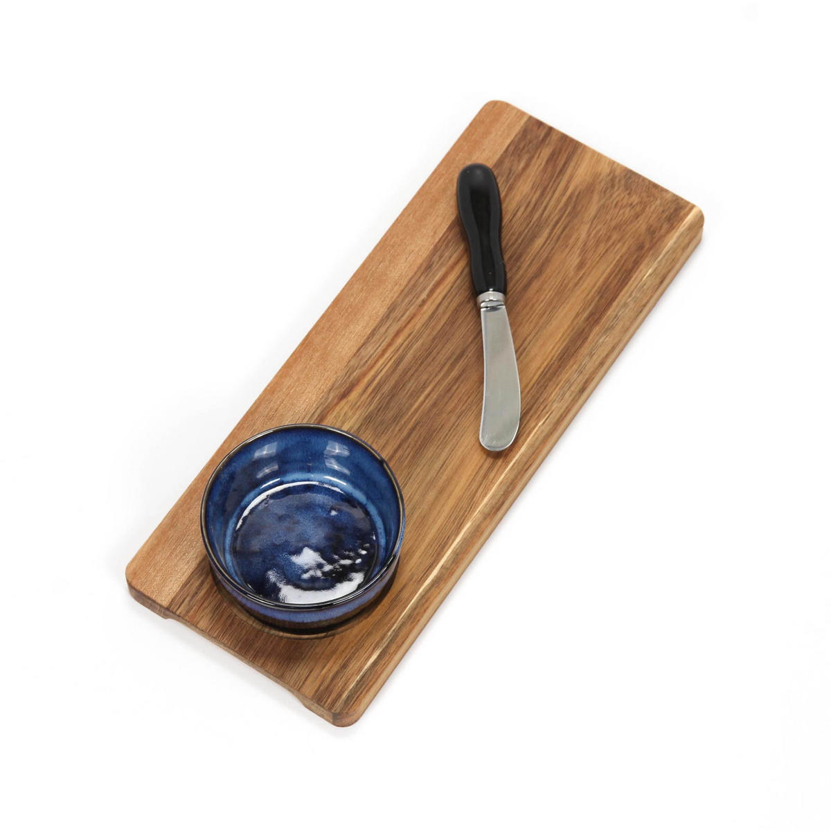 SERVIERBRETT für Snacks Blau 30/12/1,2 cm - Braun, Holz (12/1.2/30cm) - Excellent Houseware