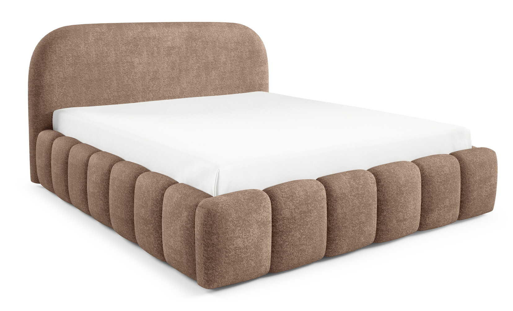 POLSTERBETT 200x200 Noemi, runde Kopfteil, Bettkasten, Samtstoff, Braun - Braun, Holz/Textil (200/200cm) - Emporius