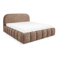 POLSTERBETT 200x200 Noemi, runde Kopfteil, Bettkasten, Samtstoff, Braun - Braun, Holz/Textil (200/200cm) - Emporius