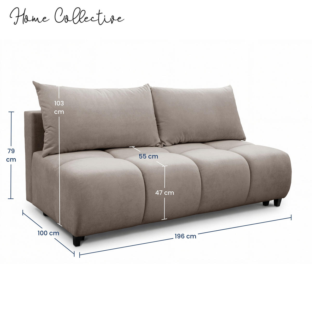 SOFA 196 cm in Braun - Braun, Textil (196/79/100cm) - Home Collective