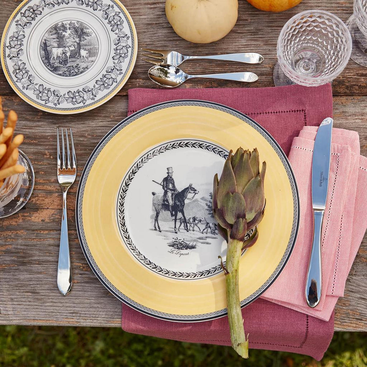 SPEISETELLER Audun Chasse weiß-grau-gelb ø 27,1 cm - Gelb/Weiß, Keramik (27.1cm) - Villeroy & Boch