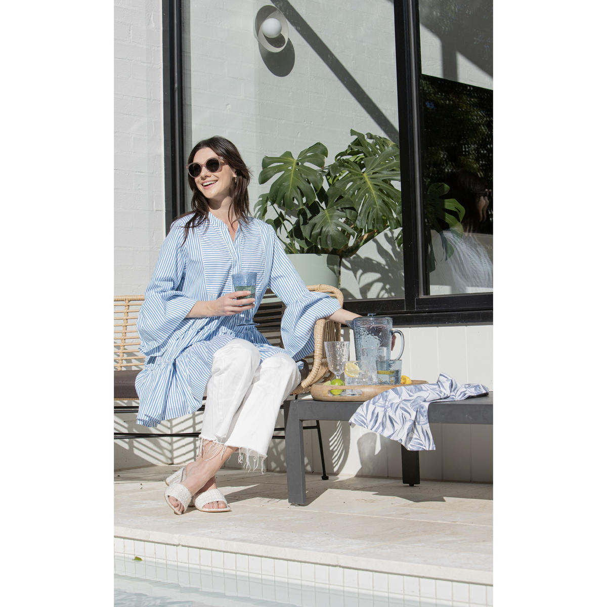 GLÄSER-SET Byron 4er Set Wasserglas - Blau, Kunststoff - Ladelle