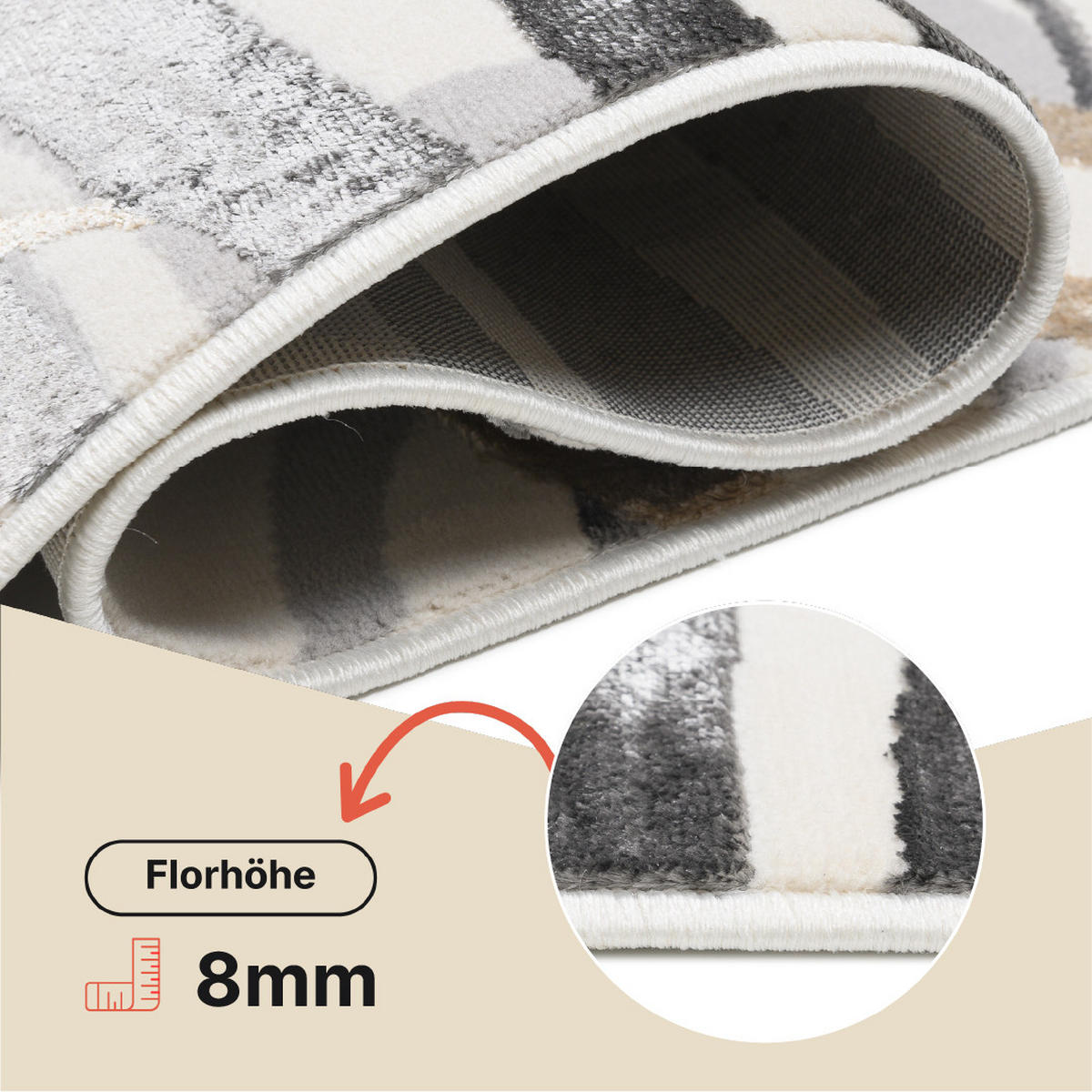 TEPPICH GOLDEN Creme Schwarz 120/170 cm - Schwarz, Kunststoff (120/170cm) - Tapiso