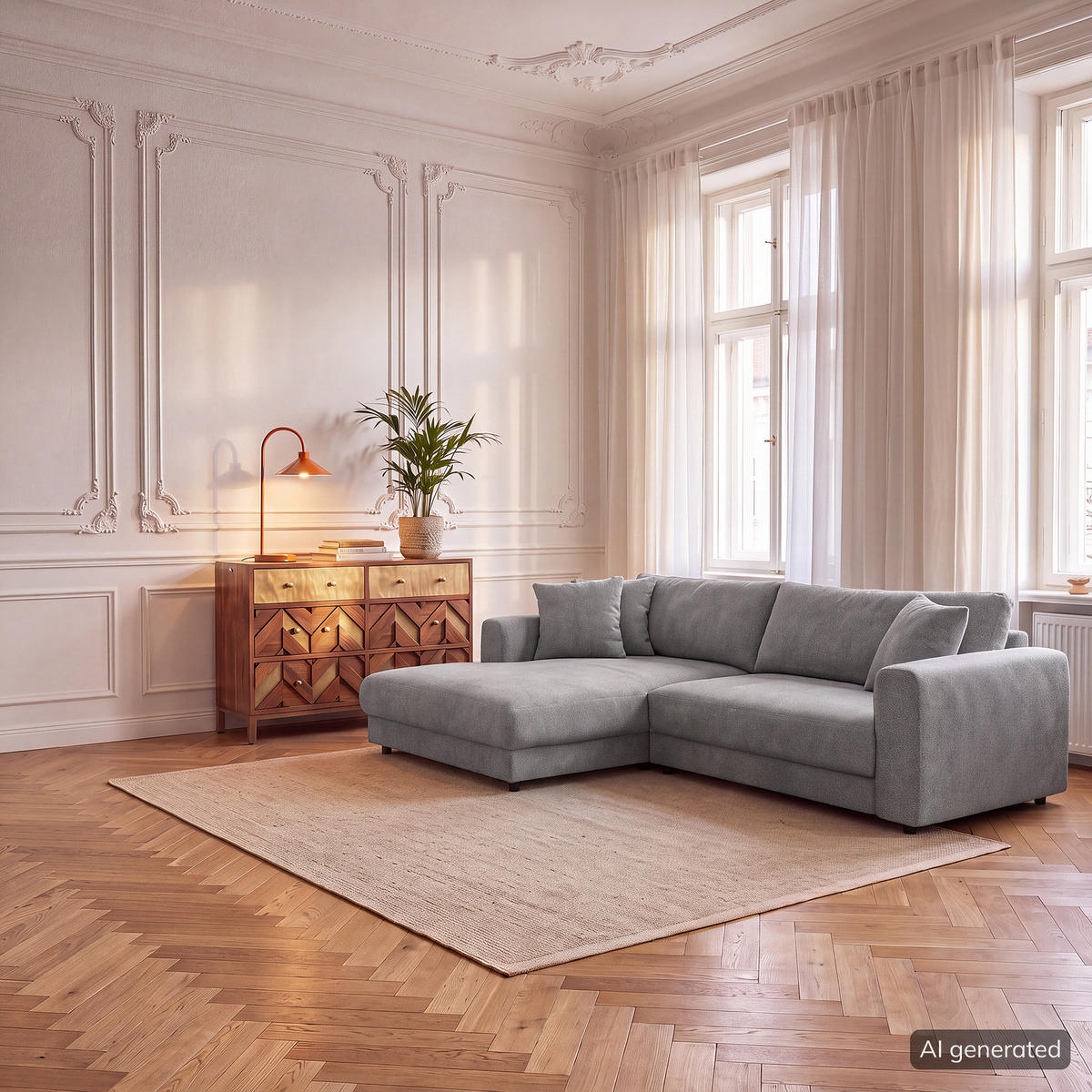 ECKSOFA mit Longchair - Schwarz/Grau, Holz/Kunststoff (238/183cm) - home24