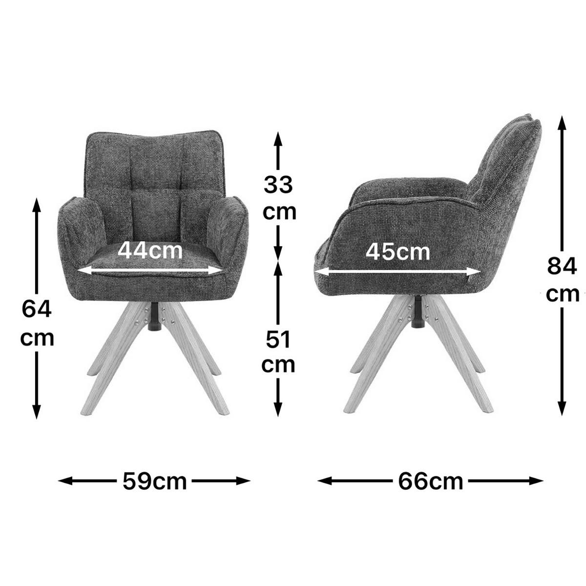 DREHSTUHL Mika-Theo - Honigeiche/Grau, Eichenholz/Holz (59/84/66cm) - DUBI Möbel