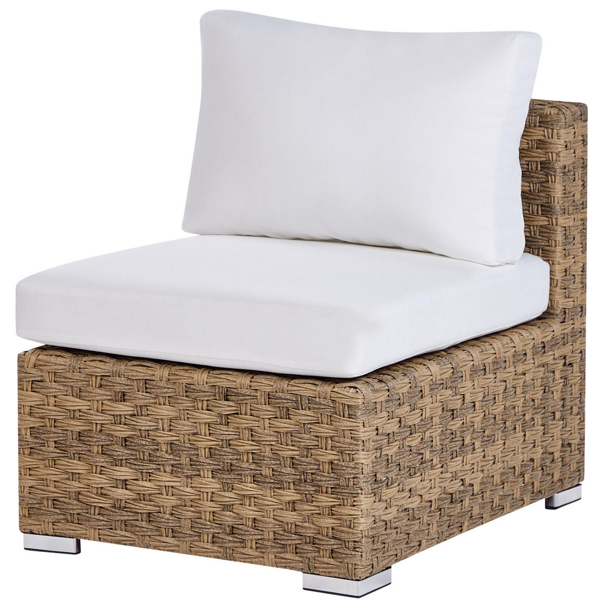 LOUNGE-SET 8-Sitzer hellbraun linksseitig modular Auflagen cremeweiß XXL - Creme, Kunststoff - Beliani