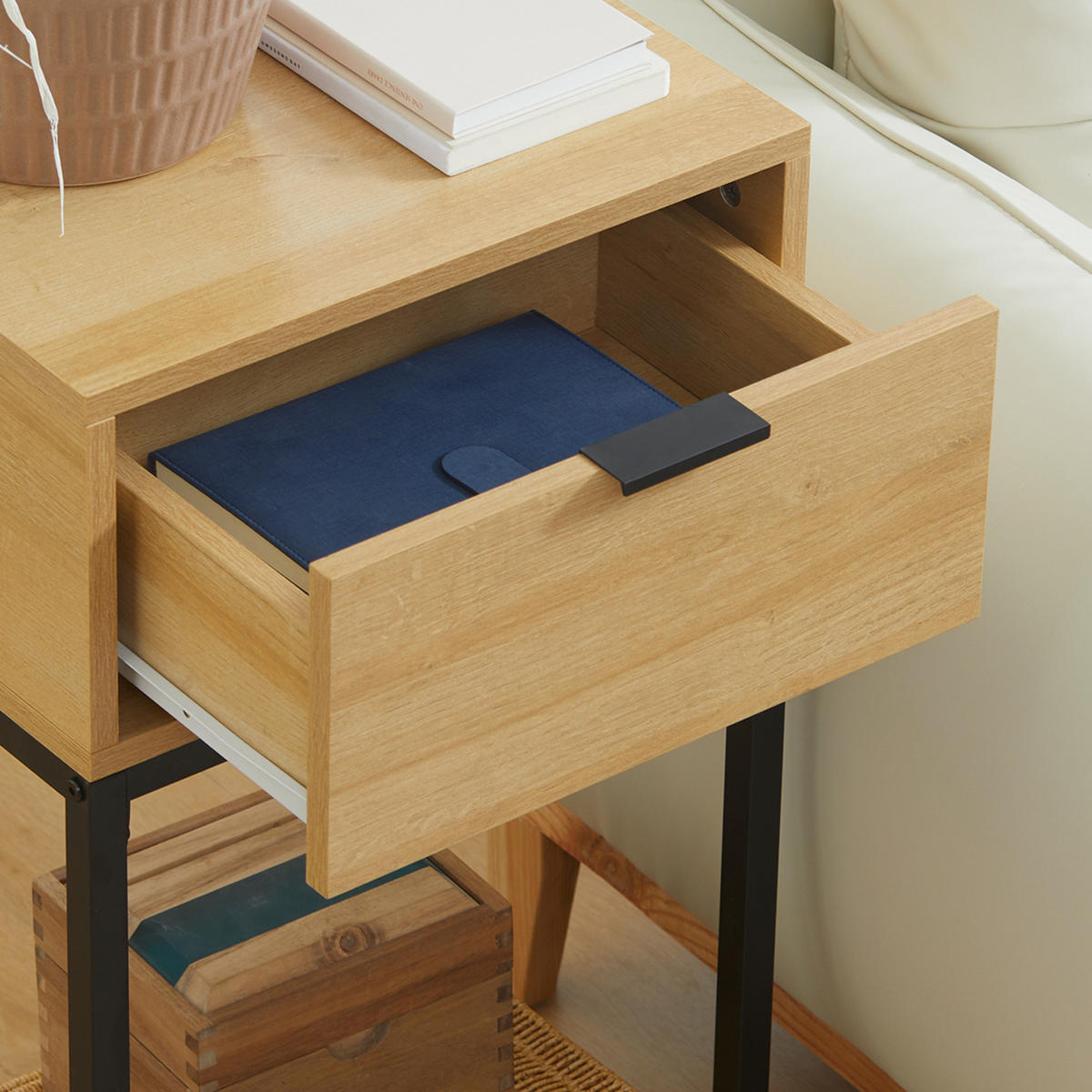 KONSOLENTISCH Naturholz Melamin in Holzoptik Stahl 1 Stück - Beige, Kunststoff (40/30/76cm) - GiPP