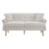 2-SITZER 162/74/77 cm Beige aus Chenille mit 15 cm Sitzkissen - Beige, Textil (74/77/162cm) - OKMYHOME