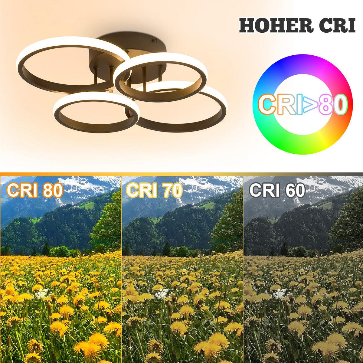 LED-DECKENLEUCHTE Madison 41.5/52.5/11.8cm - Schwarz, Metall (52.5/41.5/11.8cm) - Nettlife