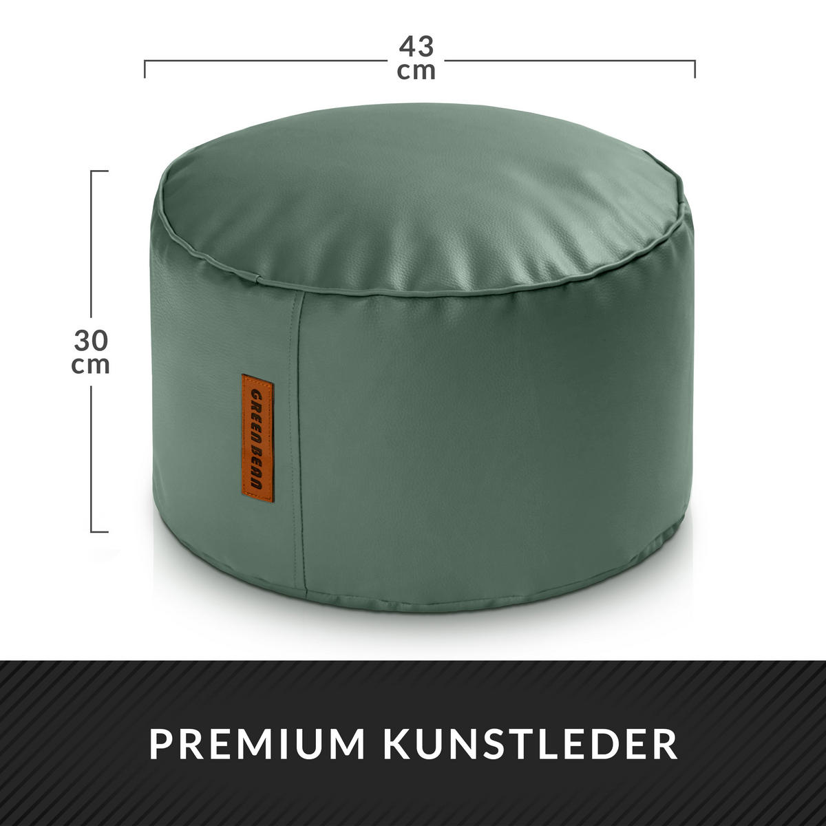 INDOOR HOCKER Stay rund Kunstleder - Blau, Textil (43/30/30cm) - Green Bean