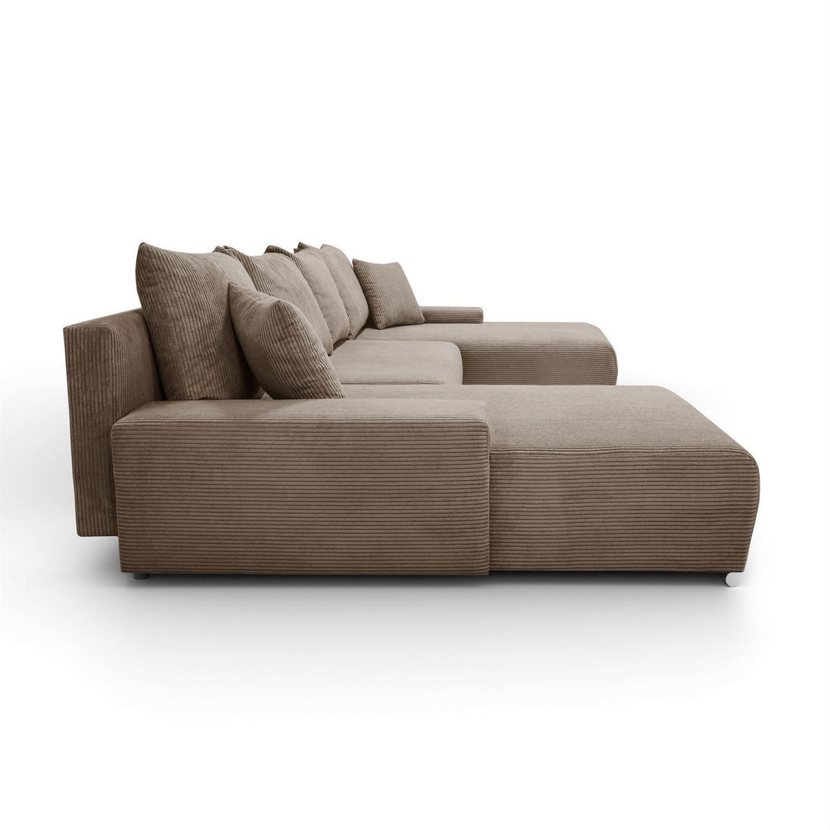 WOHNLANDSCHAFT LAVIO U mit Schlaffunktion und Bettkasten - Braun, Textil (348/93/188cm) - Lookway