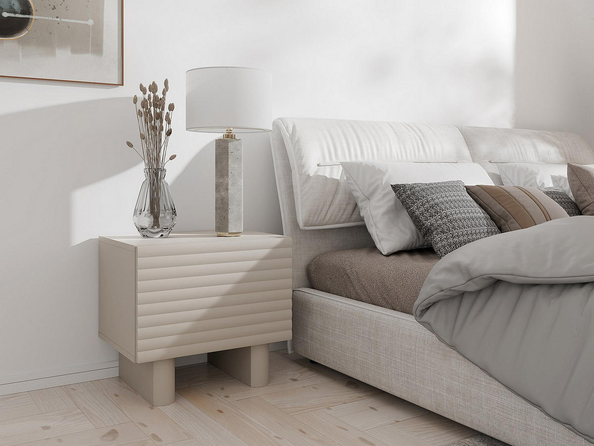 NACHTTISCH mit 1 Tür - MDF - Beige - LUDIMA - Beige, Holz (50/46.1/36.8cm) - Vente-Unique