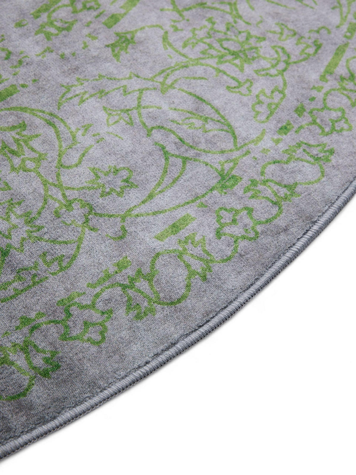VINTAGE-TEPPICH Miray waschbar ø 160 cm rund - Grau/Grün, Kunststoff (160/160cm) - benuta Nest