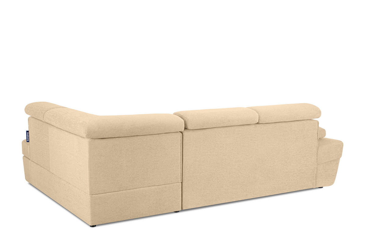 SCHLAFECKSOFA RATLO rechts 4/5-Sitzer mit Bettkasten, beige - Beige/Silberfarben, Textil (270/190cm) - KONSIMO®