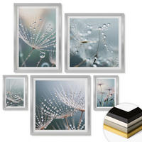 WANDBILDER 5er Set - 50x50 cm & 20x30 cm & 40x60 cm Silberner Rahmen - Lineare abstrakte Motive - Silberfarben, Kunststoff (40/60cm) - ArtPrintCave
