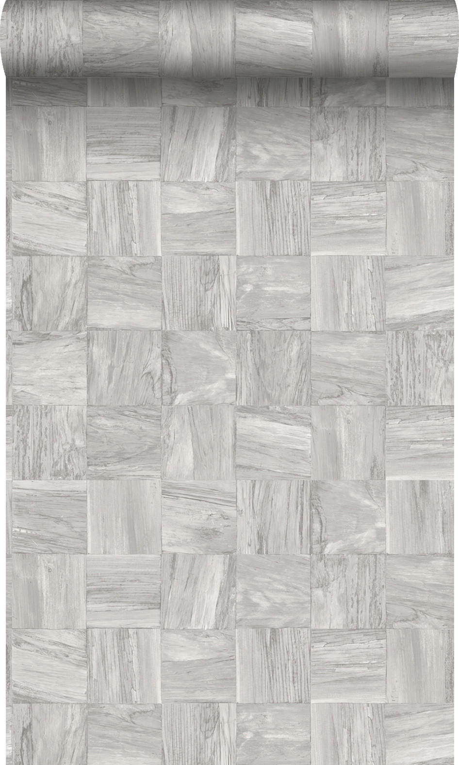 TAPETE quadratische Holzstücke 53 cm x 10.05 m - Grau, Papier (53/1000cm) - Origin Wallcoverings