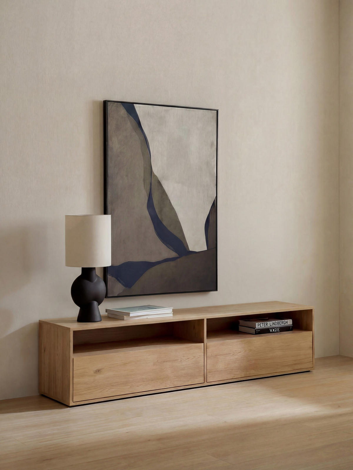 TV-ELEMENT Hegas Natur 180 cm x 43.6 cm - Braun, Holzwerkstoff (180/43/41cm) - Kenay Home