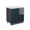 KÜCHENUNTERSCHRANK Fame-Line Dunkelblau Hochglanz 80 cm, AP Marmor - Anthrazit/Dunkelblau, Holzwerkstoff (80/82/60cm) - Vicco