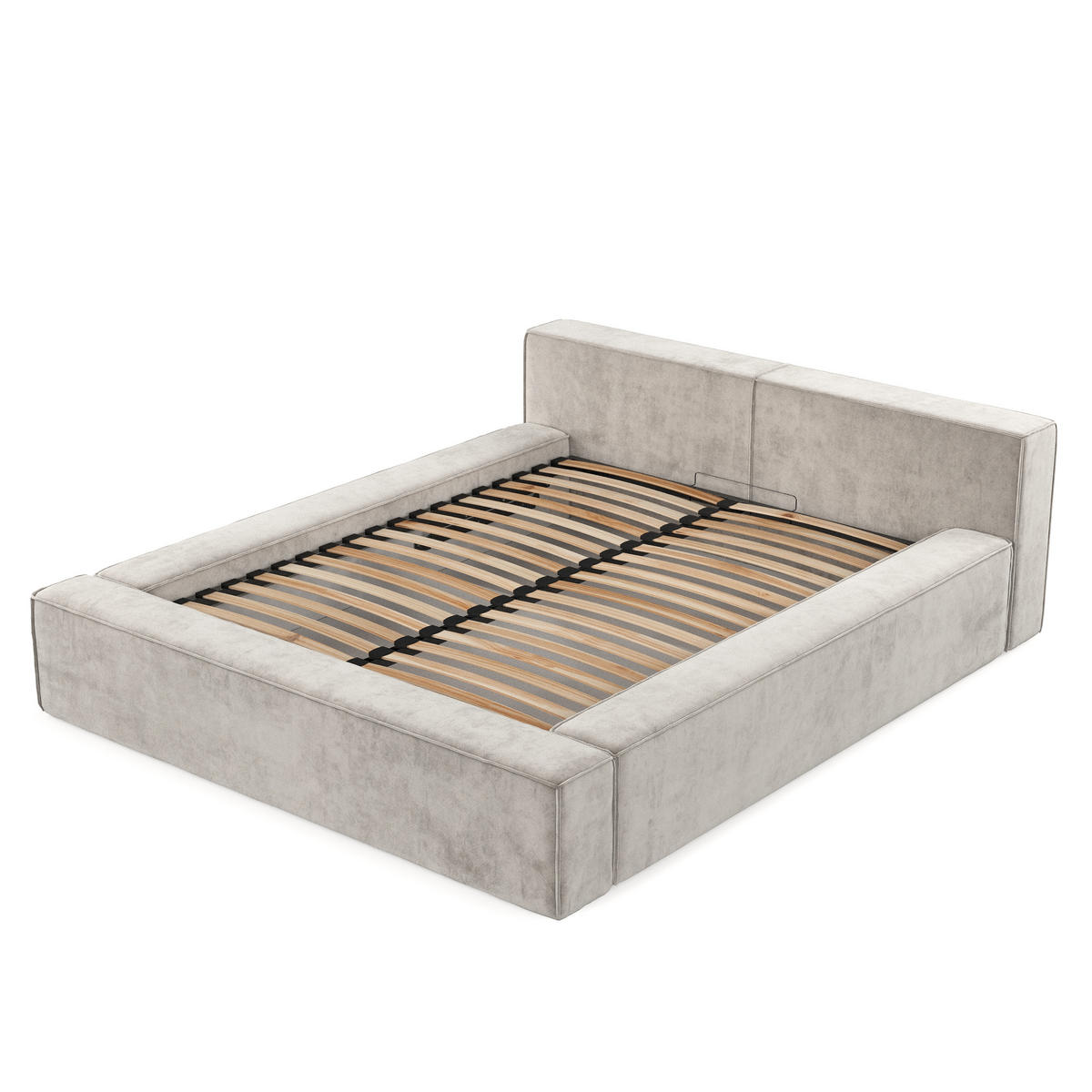 POLSTERBETT Casto mit Stauraum 160/200 cm Hellbeige im Terra NW Stoff - Sandfarben/Schwarz, Holz/Holzwerkstoff (160/200cm) - AltaBeds